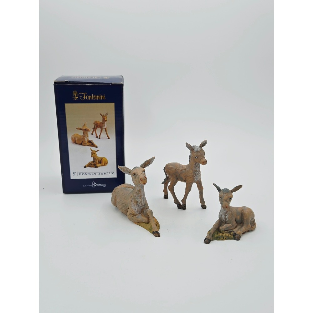 Fontanini Nativity 5 Inch Donkey Family 3 Piece Set Roman Inc Italy 54056